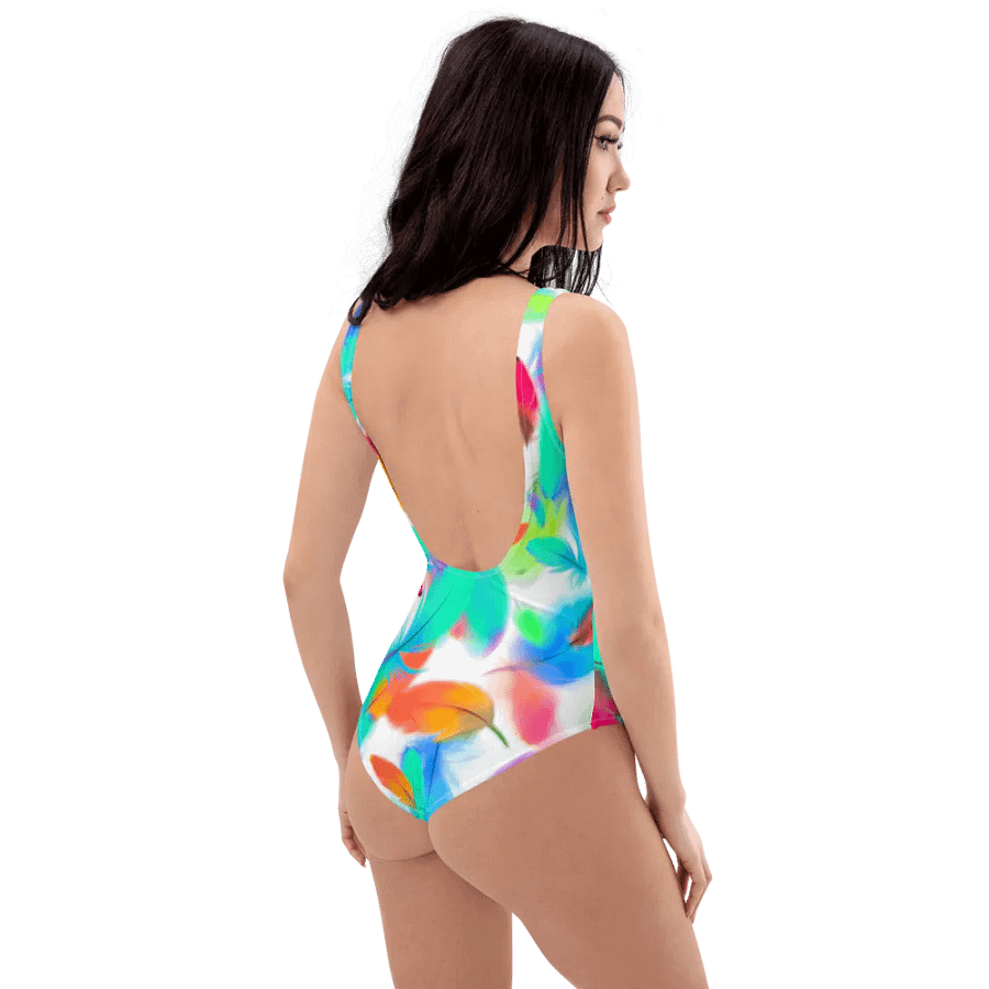 Colorful Feather Pattern Design One Piece Swimsuit - v3 product image (3)