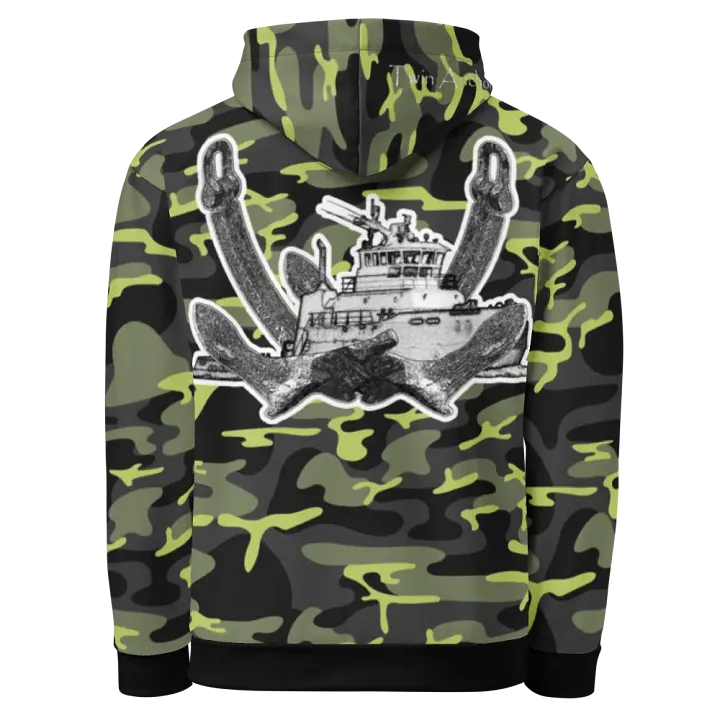 Green Camouflage Twin Anchor Titan tug Hoodie product image (1)