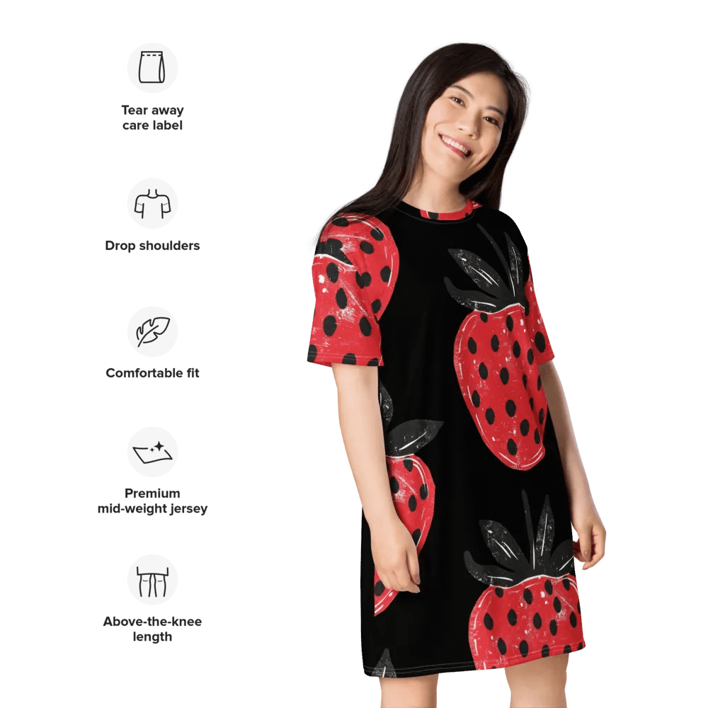 Strawberry Fields Delight Oversized T-Shirt Dress product image (9)