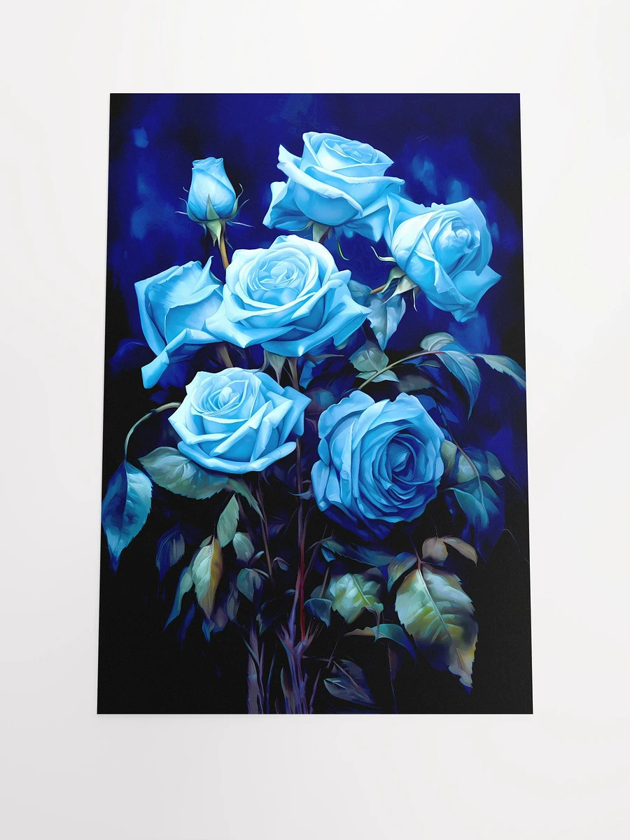 Enigmatic Elegance: Sapphire Blue Roses in Bloom Matte Poster product image (3)