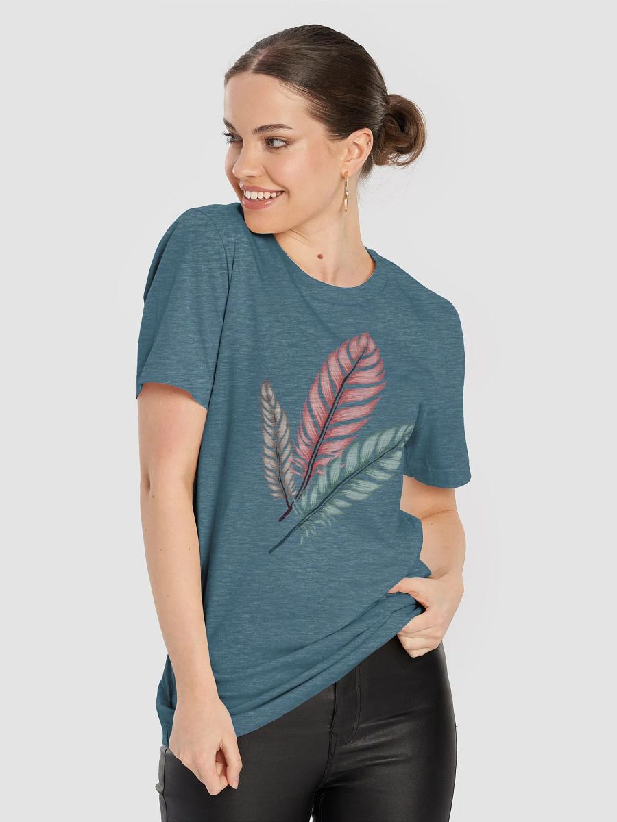 Three Feathers T-Shirt, Boho Feather Art Tee, Minimalist Nature-Inspired Graphic Shirt, Tribal Aesthetic Clothing, Unique Gift for Her product image (8)