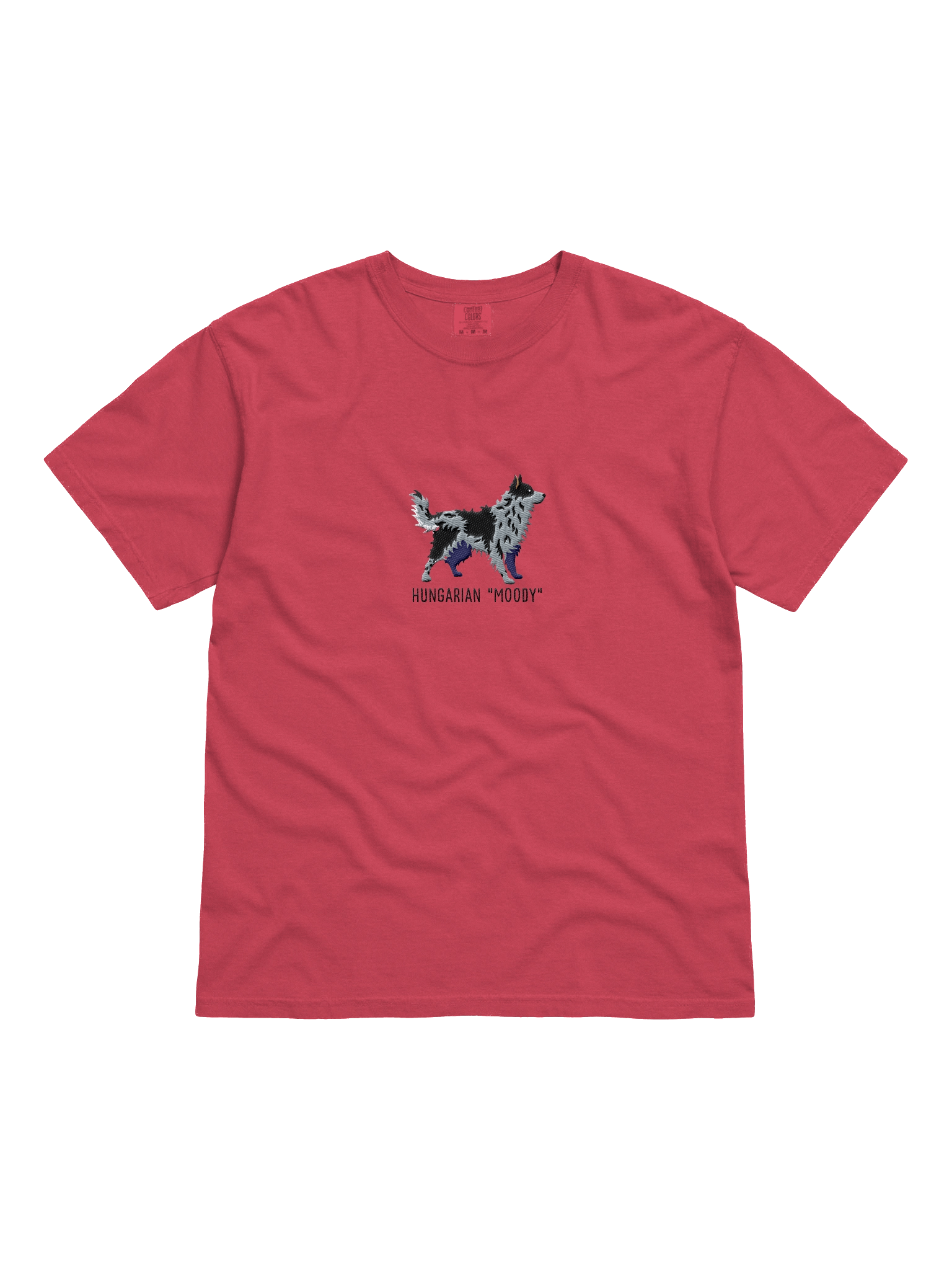 Hungarian Moody T-Shirt(Embroidered) of a Hungarian Mudi(Blue Merle) product image (2)