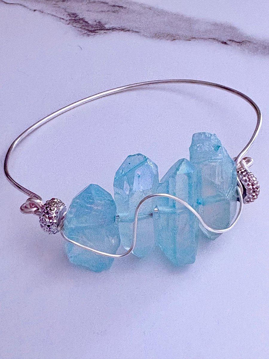 Handmade 7.5" Wire Wrapped Bracelet | Light Pink Crystals | Coastal Charm Jewelry by Monique Faella Designs™ | MFD-00196 product image (3)