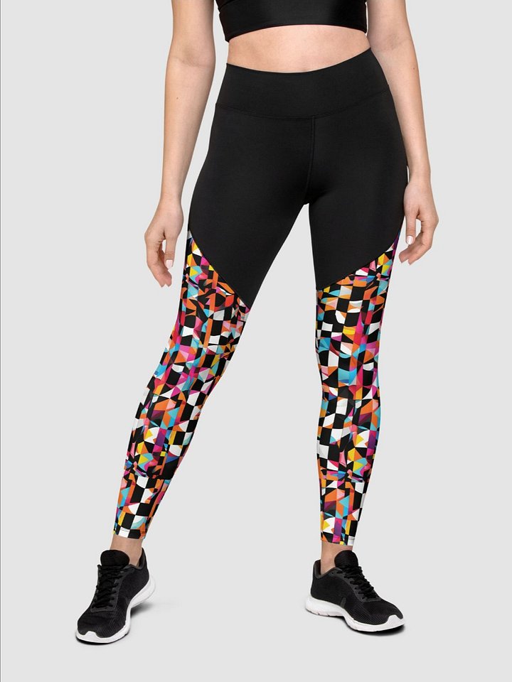 Printed Workout Leggings "Colorful Modern Abstract Checkered Art" product image (1)