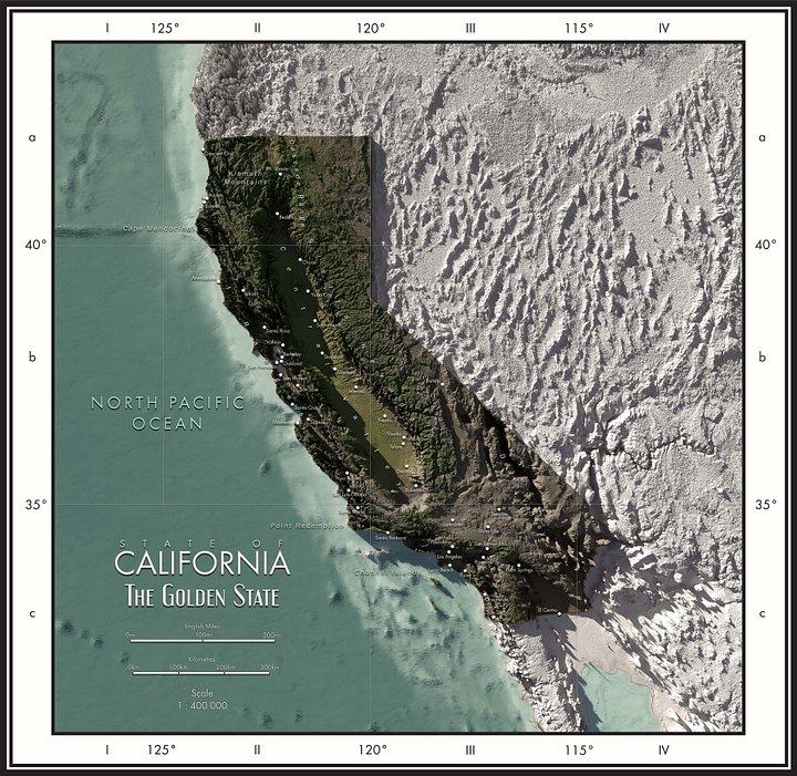 The State of California - Digital High Resolution Map product image (1)
