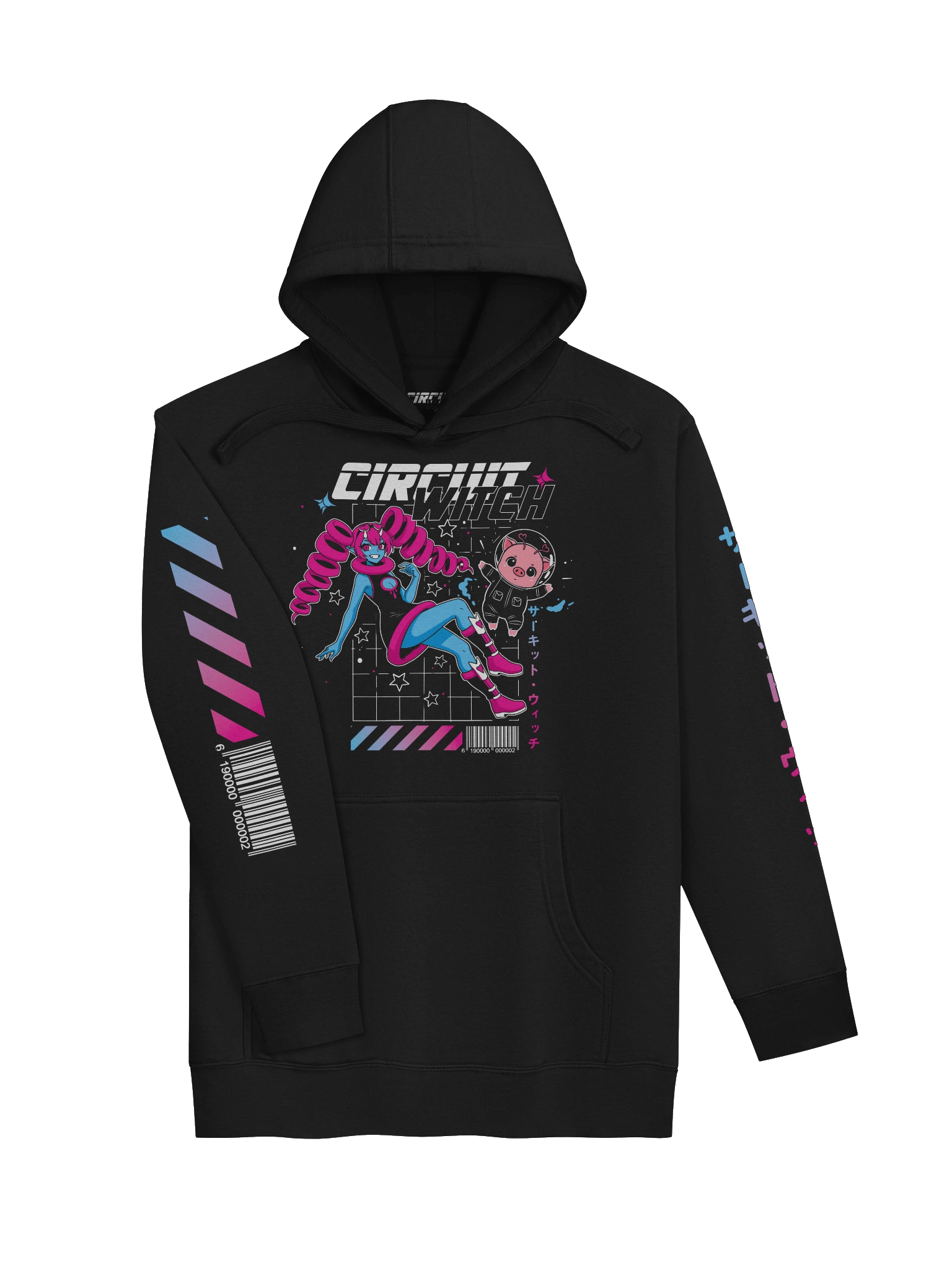 Circuit Witch & PuuPuu The Space Pig Cyberpunk Style - Hoodie w/ Pocket (S-3XL) product image (3)