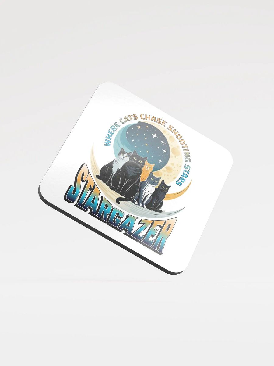 Where Cats Chase Shooting Stars Stargazer Glossed Cork Coaster product image (4)