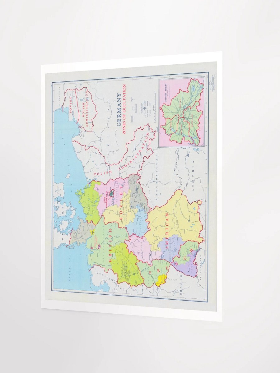 Germany Zones of Occupation Map (1947) – Vintage WWII Poster product image (3)