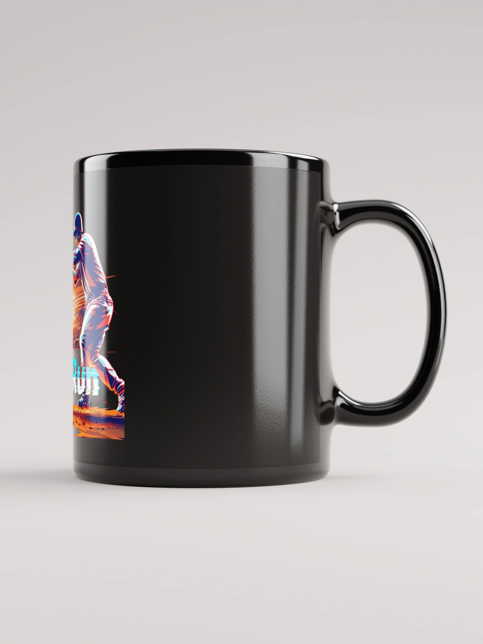 Dynamic Baseball Home Run Art: Glitch-Effect Power Swing Glossy Mug product image (1)