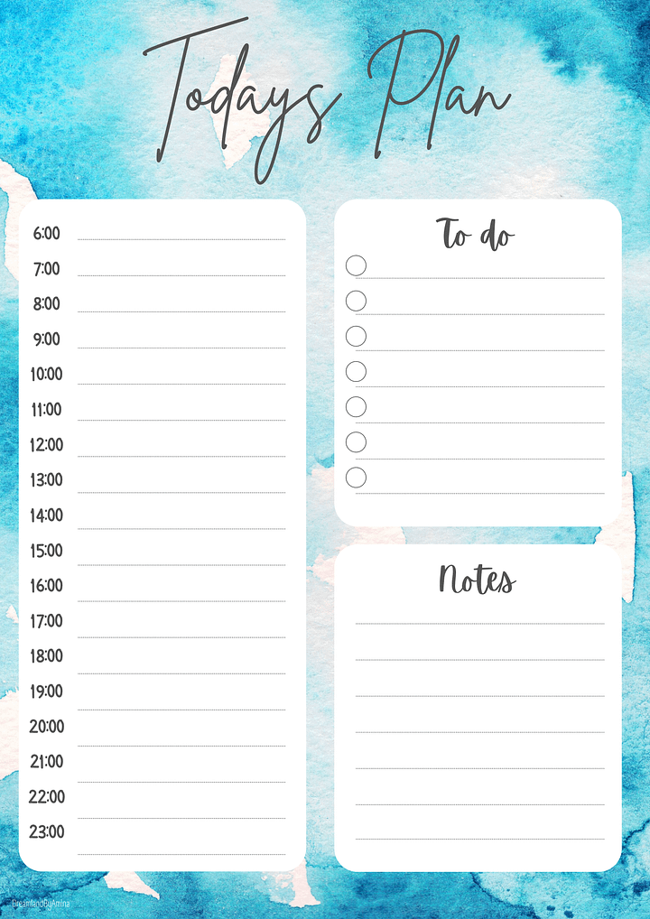 Aesthetic Printable Digital Blue Watercolor Todays Plan product image (1)