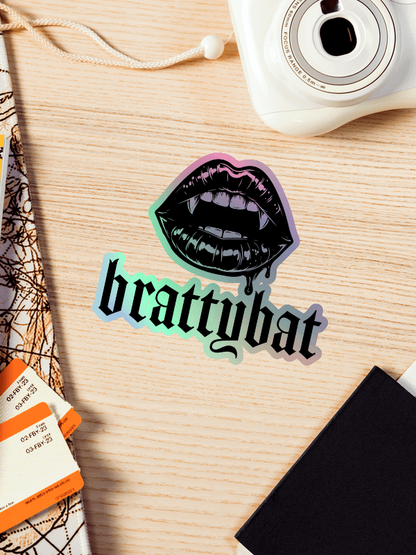 brattybat holographic logo sticker - black product image (4)