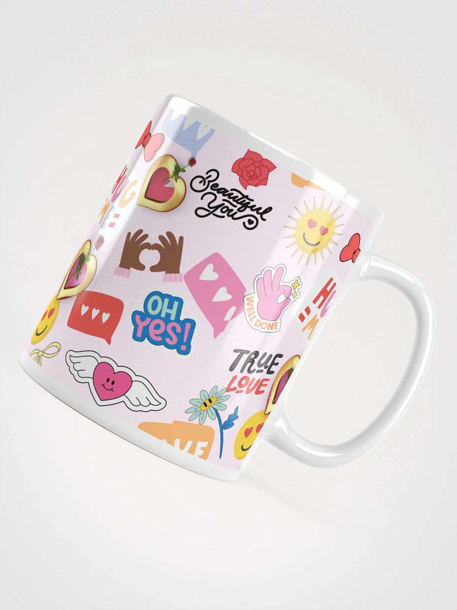 Cheerful Collage White Glossy Ceramic Coffee Mug with Handle, Reusable Coffee Drinkware product image (11)
