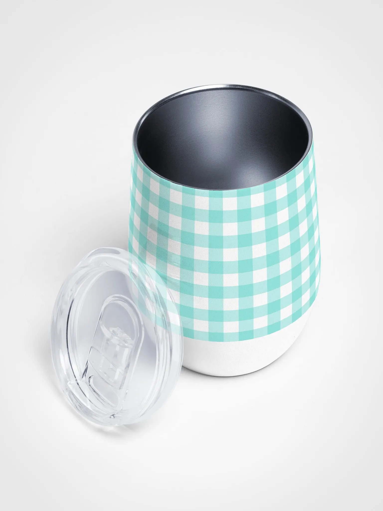 Teal and White Gingham Stainless Steel Wine Tumbler product image (3)
