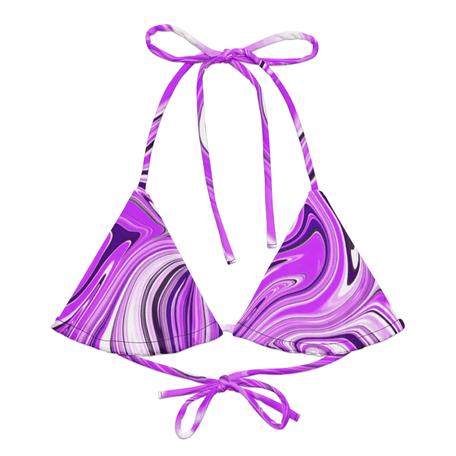 Padded String Bikini Top - Purple Digital Fluid Art product image (5)