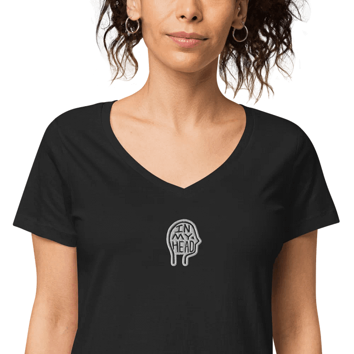In My Head embroidered women's fitted v-neck tee (bubble design) product image (1)