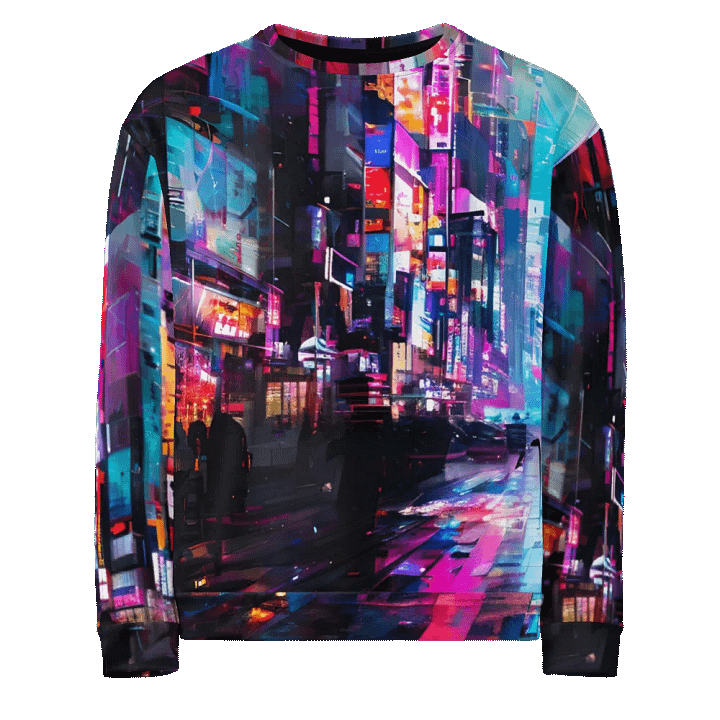 Cyberpunk-Themed All-Over Print Recycled Unisex Sweatshirt product image (1)