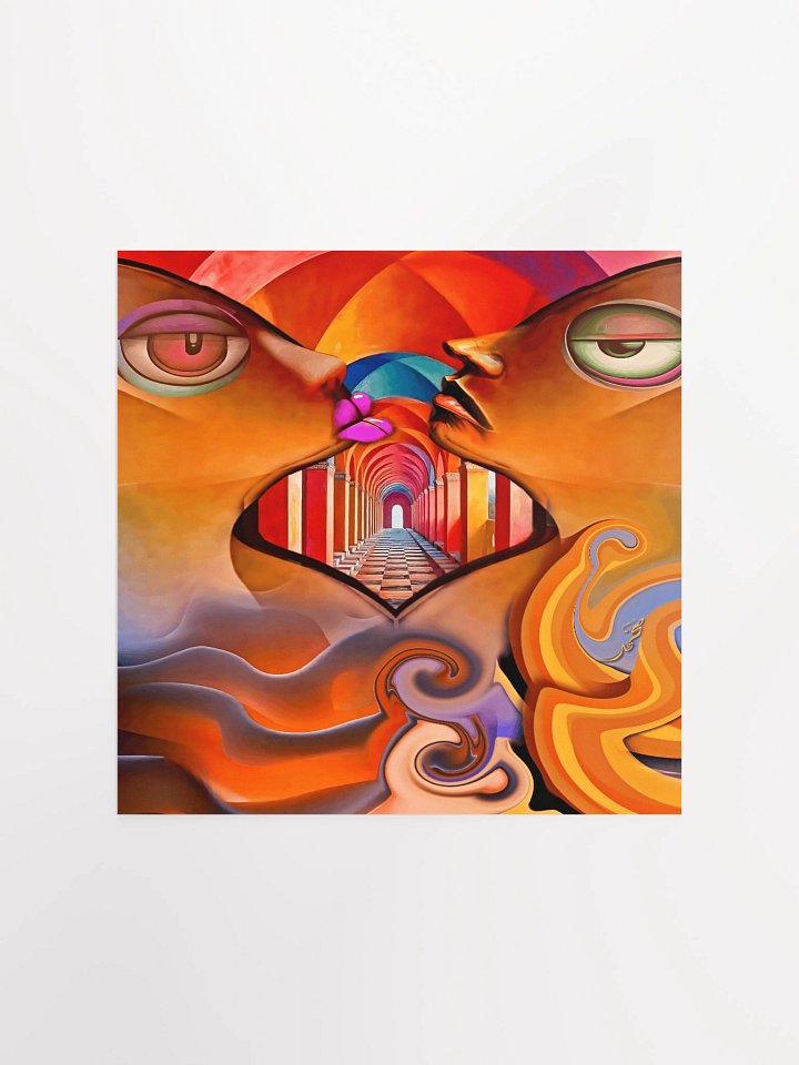 Symmetrical Surrealism Heart Poster/Opposite Faces Digital Art Abstract Style product image (1)