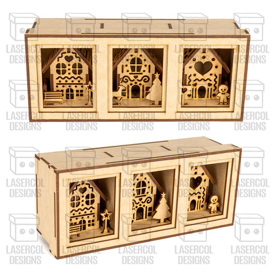 Christmas Houses Ornaments Boxes Set 1 (8 Houses Styles) - Laser Cut Files product image (7)