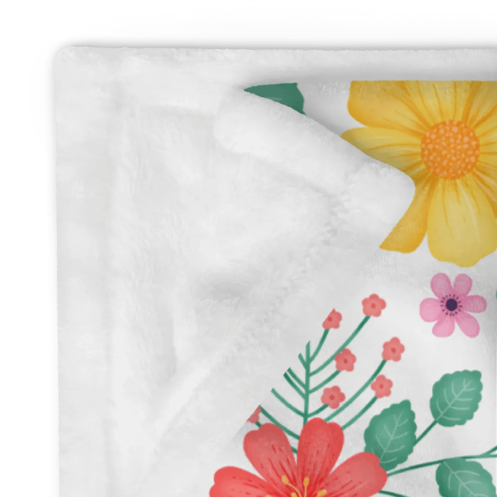 Vibrant Floral Blooms Pink Yellow Orange Blanket - White product image (12)