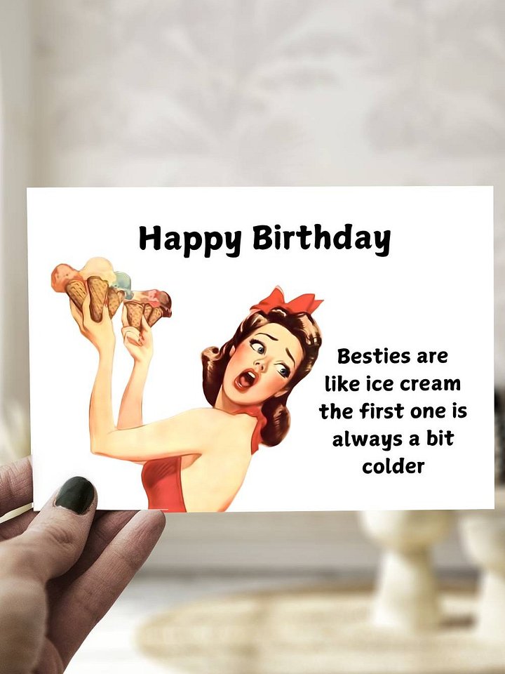 Funny Retro 1950s Happy Birthday Bestie Card product image (1)