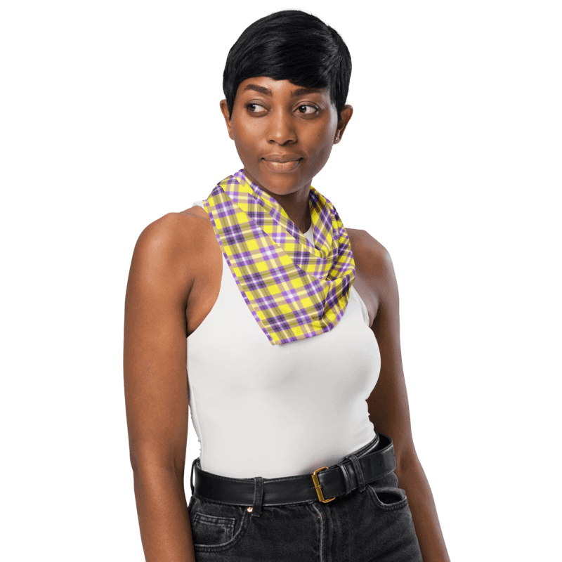 Yellow and Purple Plaid Bandana product image (3)