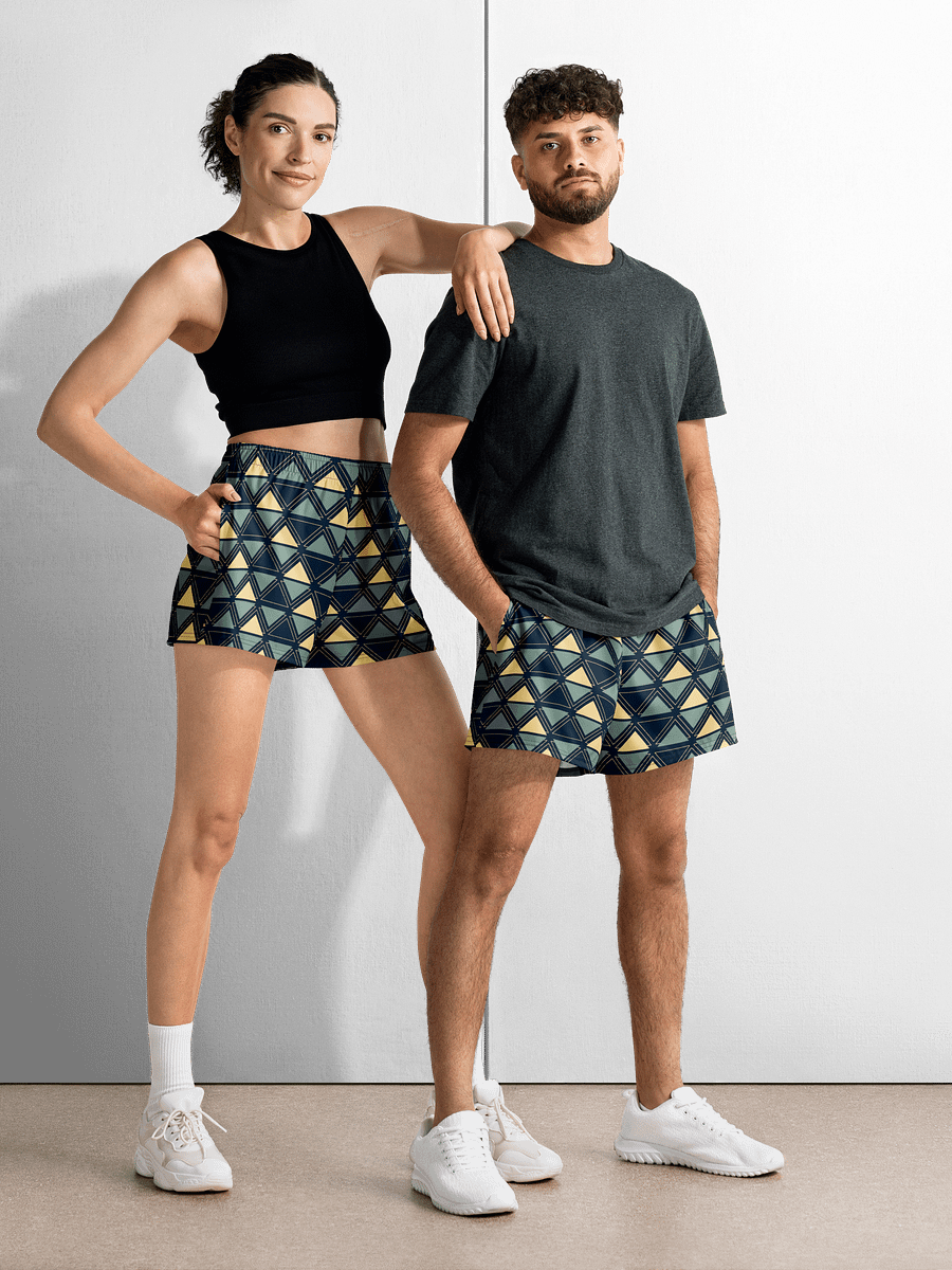 Triangulated Night Geometric All Over Print Athletic Short Shorts product image (1)