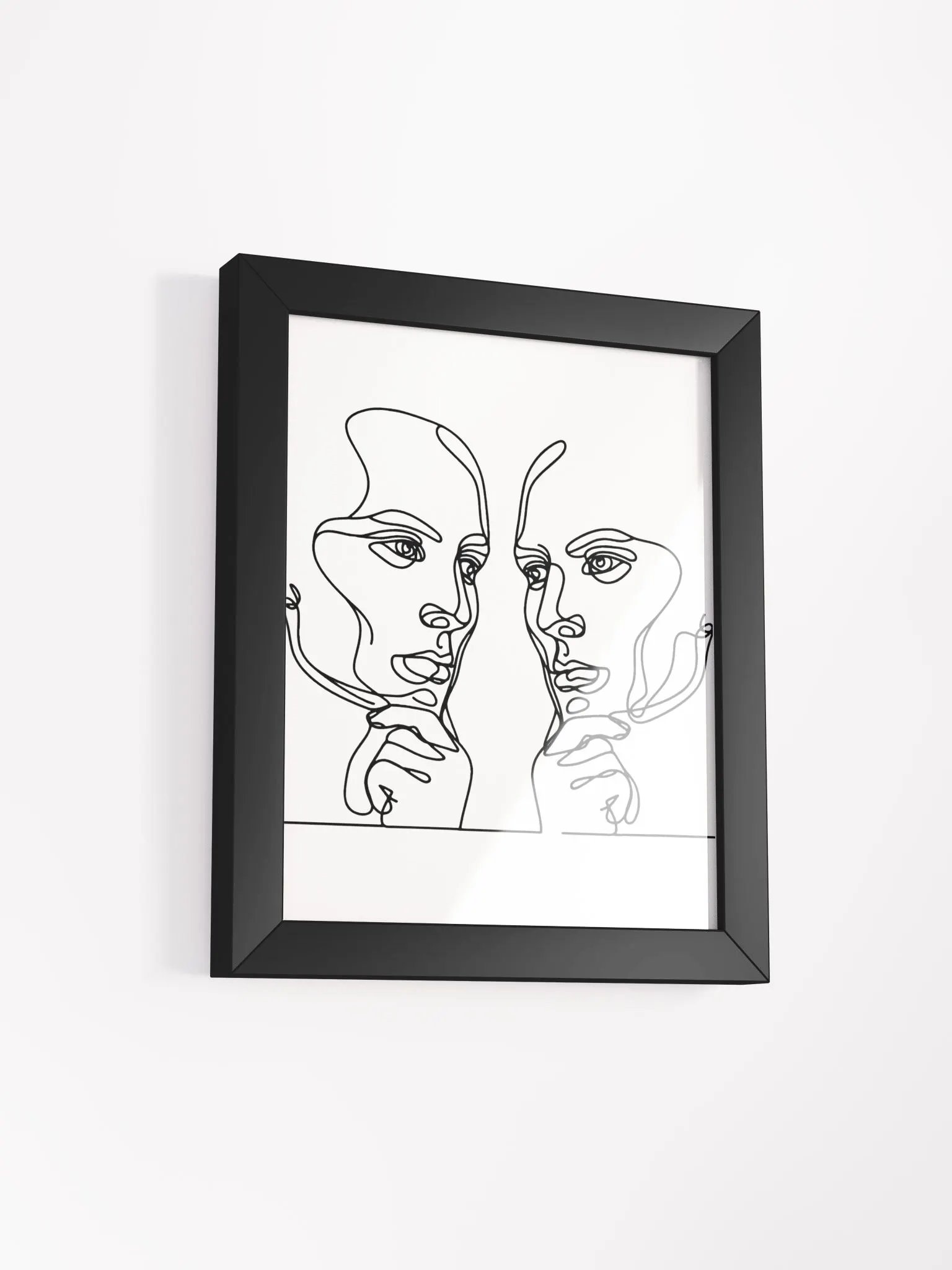 Two Male Thoughtful Faces Line Art Framed Poster product image (17)