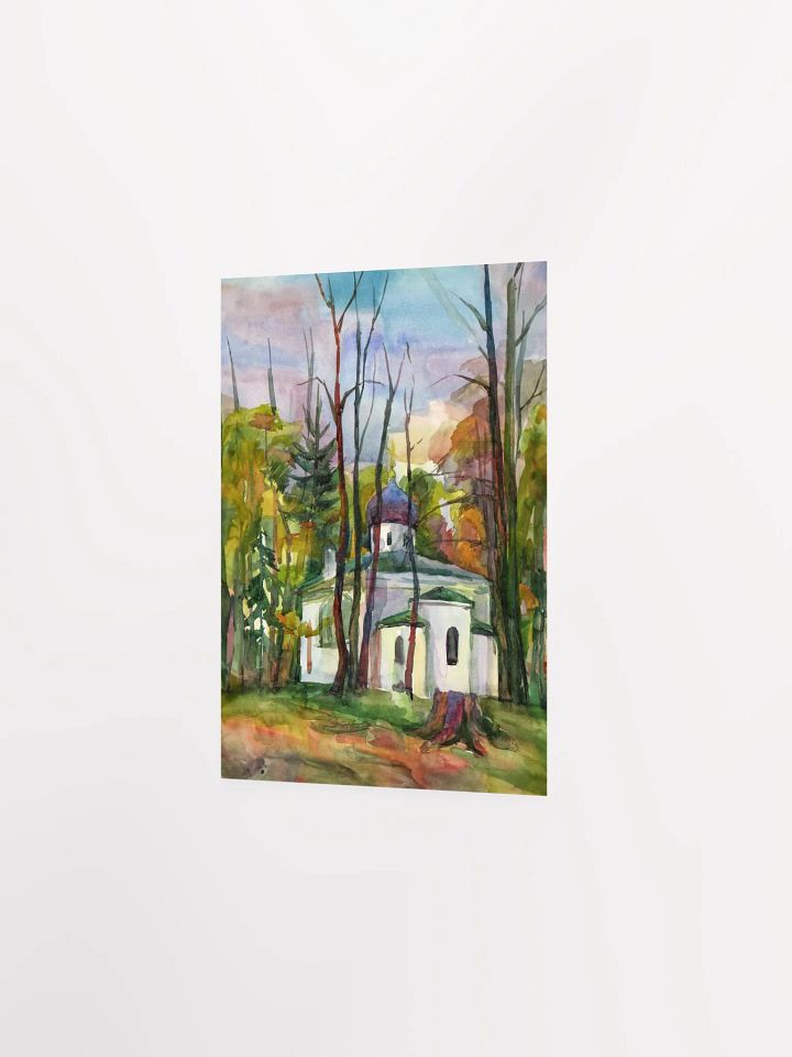 Tranquil Woods Watercolor Poster - Country Ancient Church product image (4)