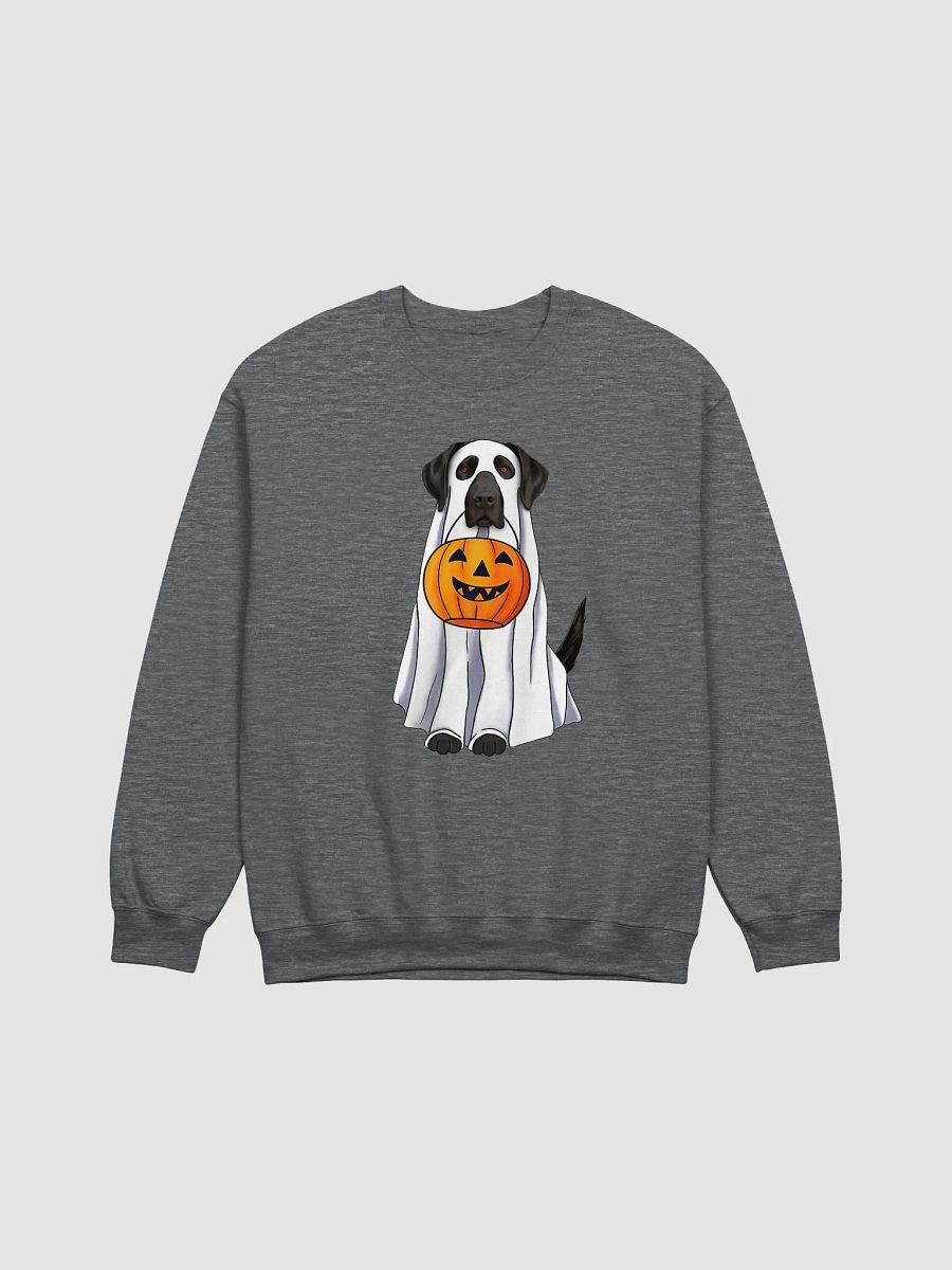 Labrador(Black) Halloween Sweatshirt | Funny Fall & Halloween Labrador Wearing a Ghost Costume with a Pumpkin Basket product image (3)