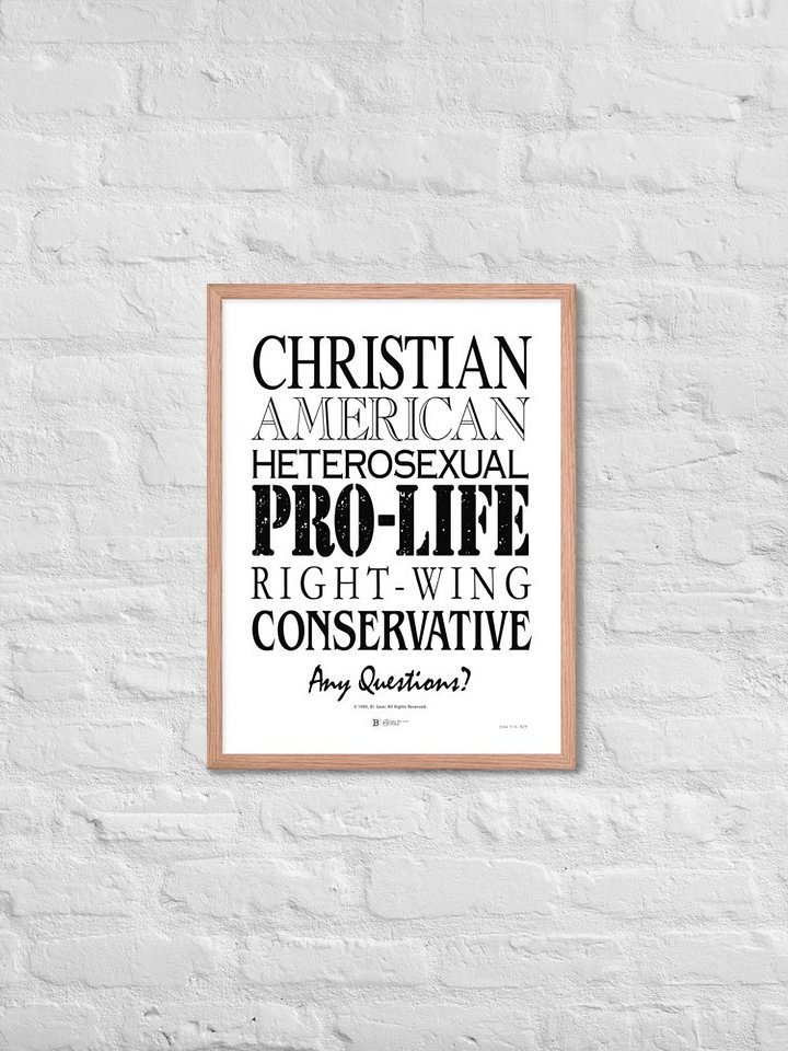Patriotic Conservative Christian, Pro Life Right Wing Framed poster, Heterosexual American Pride Poster, Political Graphic Poster Print product image (2)