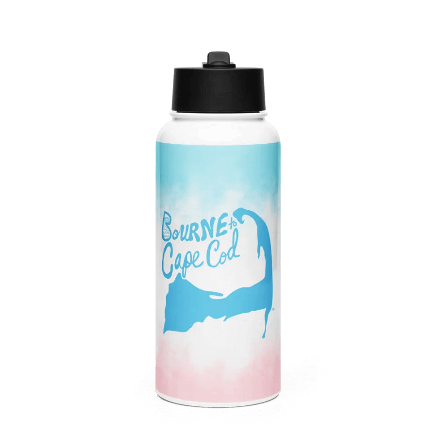 BOURNE to Cape Cod™ | Blue Logo | Stainless Steel Water Bottle | Iconic Pink, White & Blue product image (1)