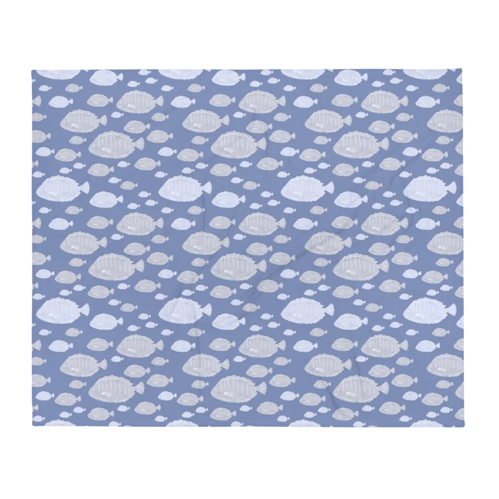 Seaside Chic - Fish Pattern Blue Soft Plush Blanket in two sizes product image (2)