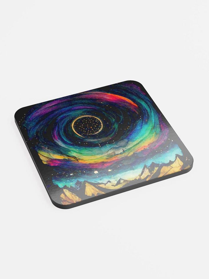 Cosmic Mountain Glossed Cork Coaster product image (2)