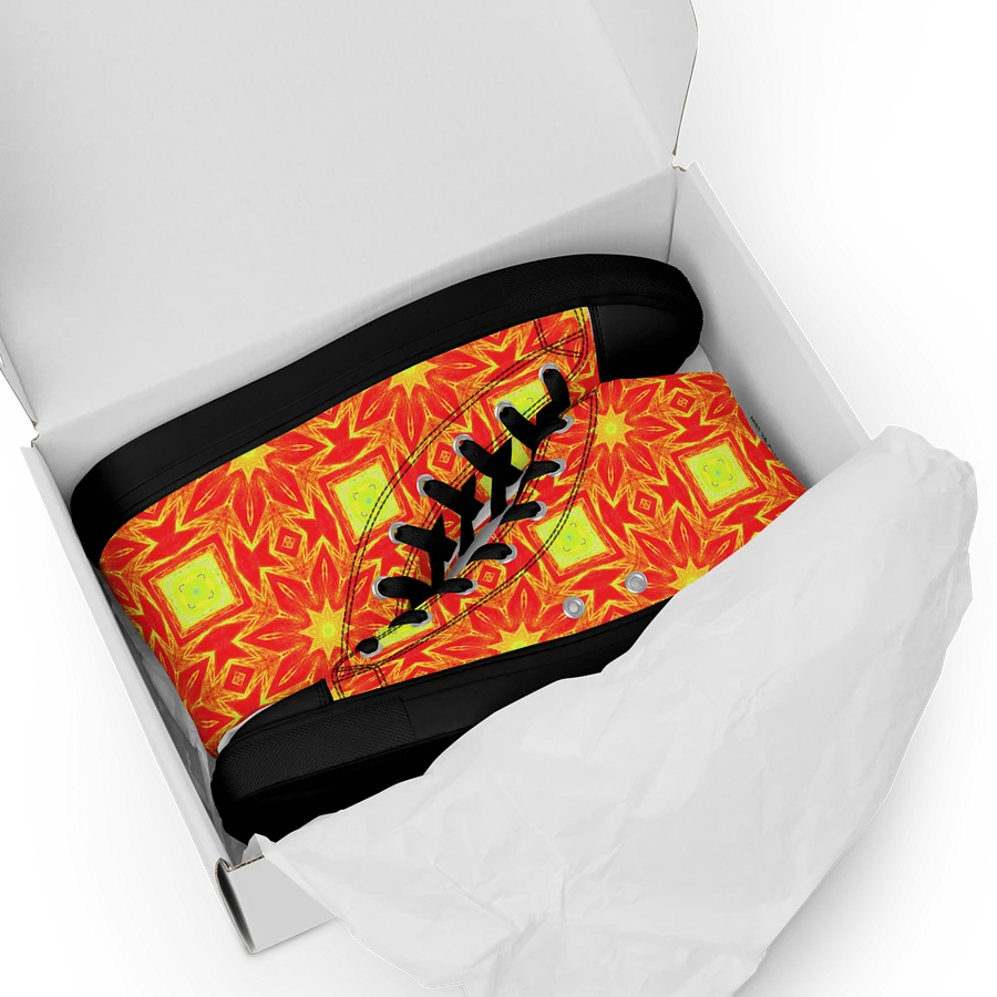 Abstract Repeating Orange Flower Ladies Canvas Shoe High Tops product image (18)