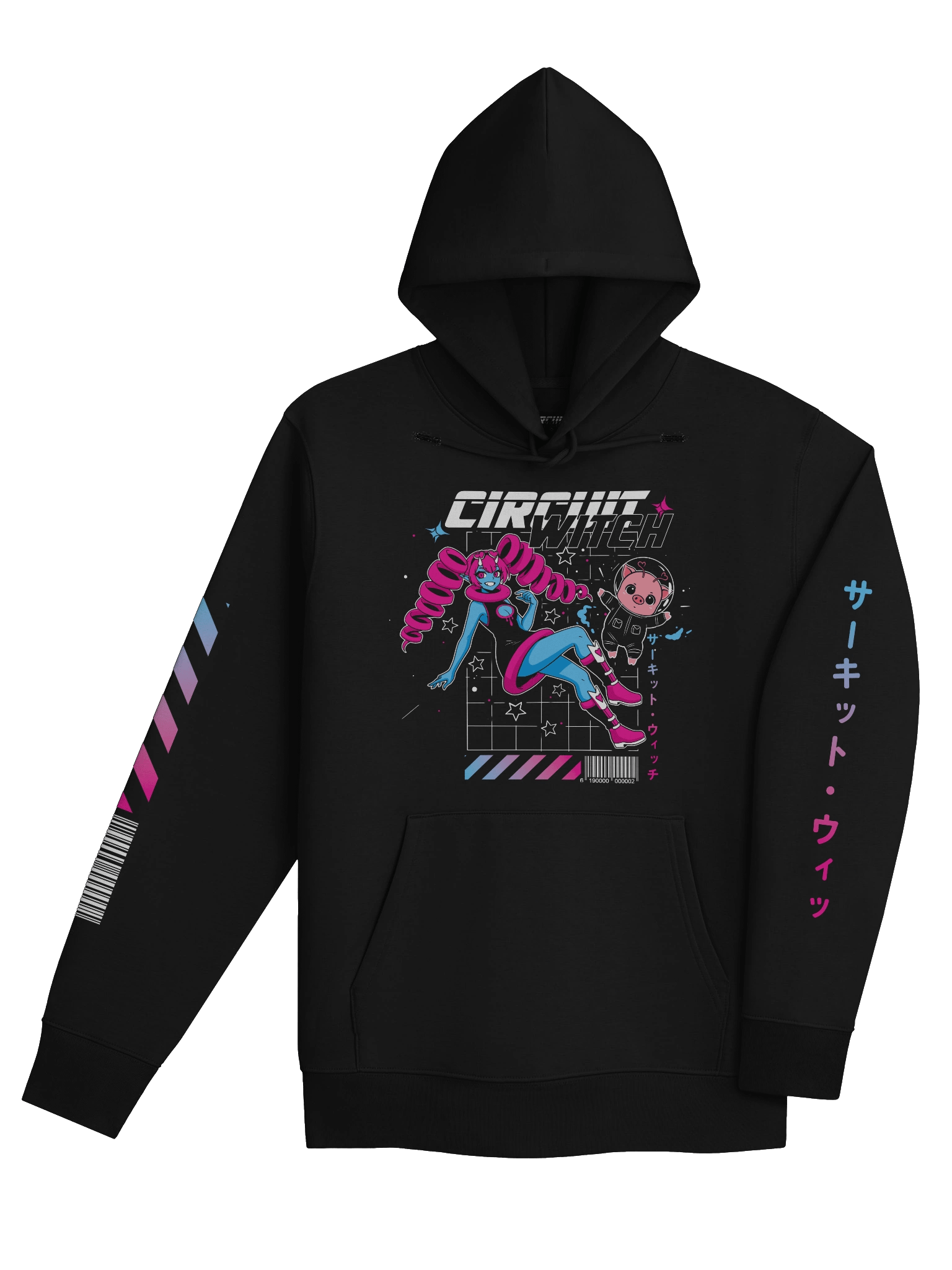 Circuit Witch & PuuPuu The Space Pig Cyberpunk Style - Hoodie w/ Pocket - (S-5XL) product image (2)