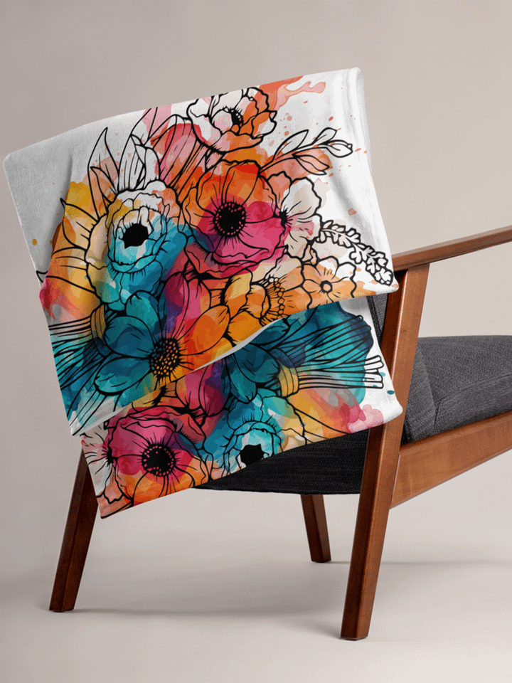 Ink Splatter Floral Bliss Throw Blanket product image (1)