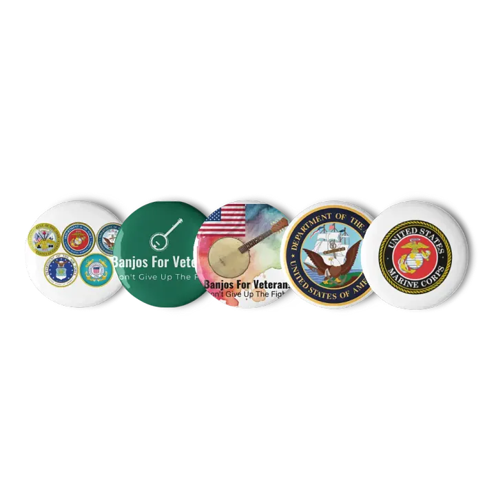 Banjos For Veterans (B4V) Set of Five Pin Buttons product image (1)
