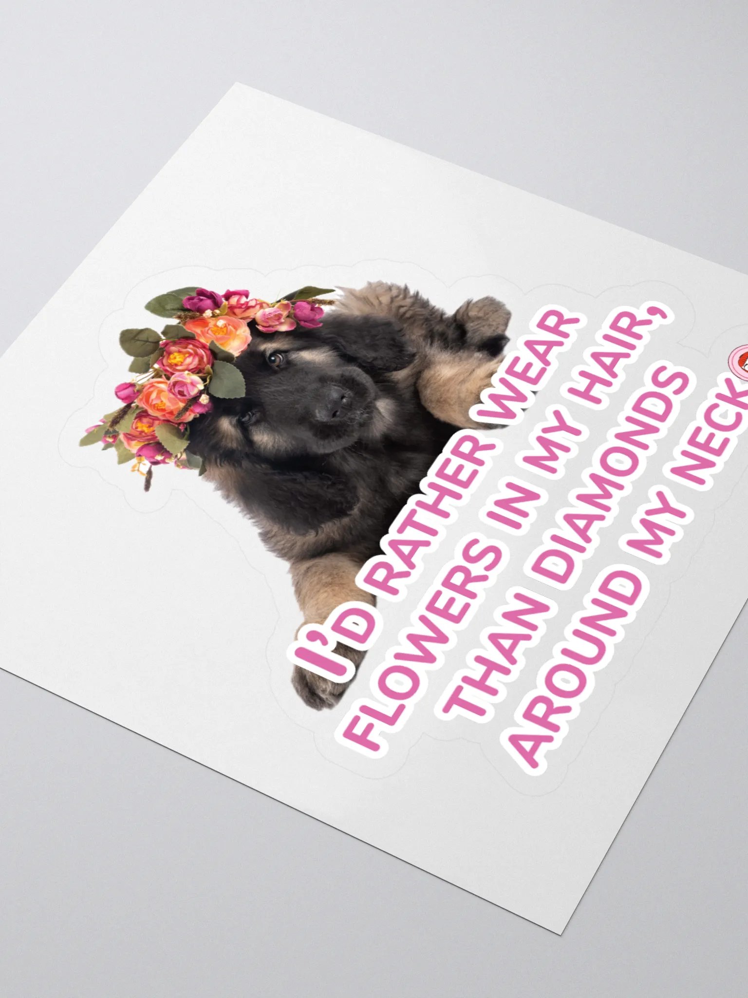 Floral Pup Kiss Cut Stickers - 