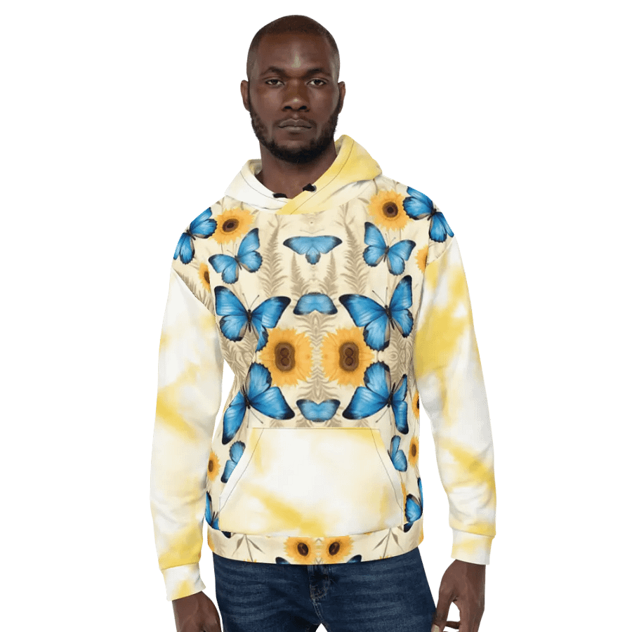Sunflower and Butterfly Beauty All-Over Unisex Hoodie product image (12)