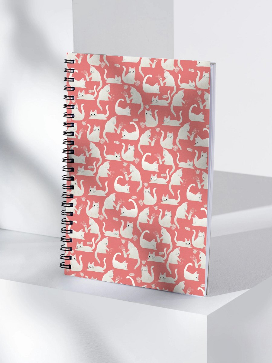 Bad Cats Knocking Stuff Over Pattern Notebook, Pink product image (4)