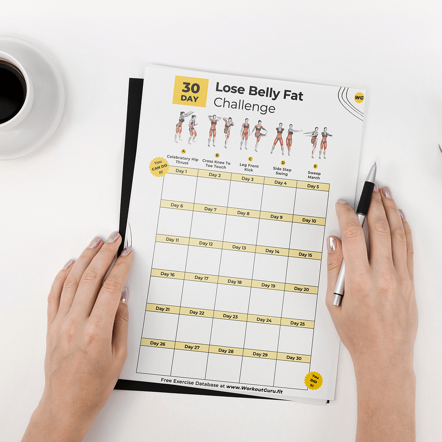 30 Day Lose Belly Fat Challenge - Printable Workout Tracker product image (5)