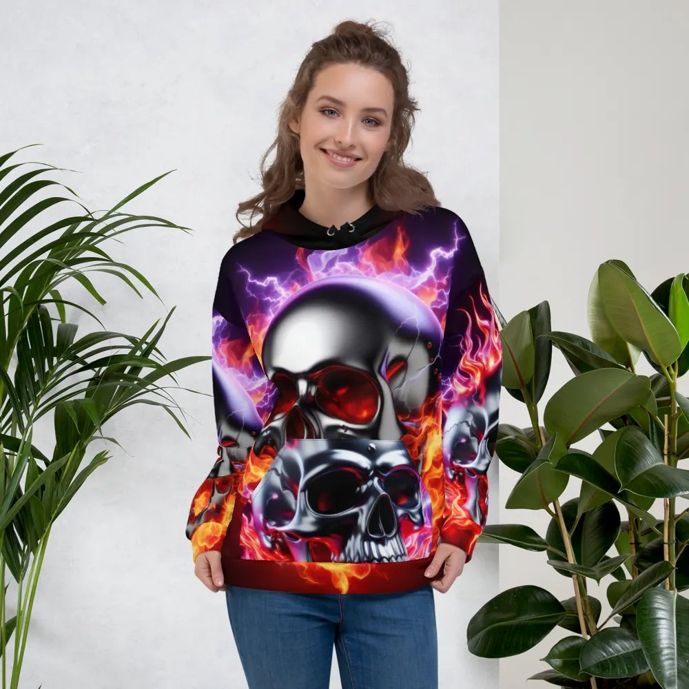 Silver Inferno Fury - Unisex Skull Hoodie #17 product image (5)