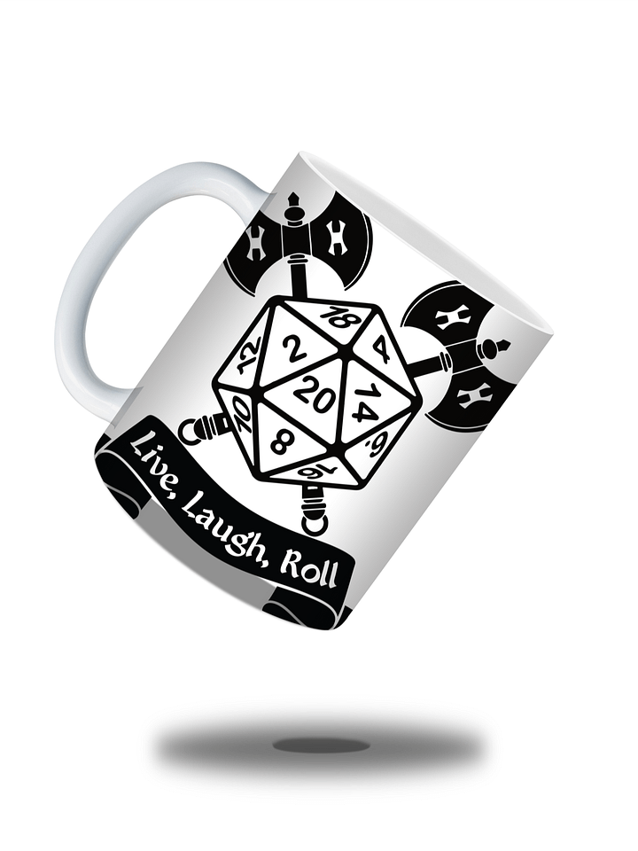 Live, Laugh, Roll 11oz Coffee Mug – D20 Dice Gaming Ceramic Cup – Perfect for Tabletop RPG Players and Dungeon Masters product image (2)