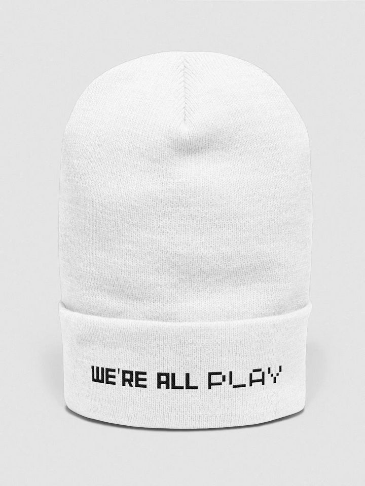 We're All Play Beanie - White with Black Lettering product image (1)
