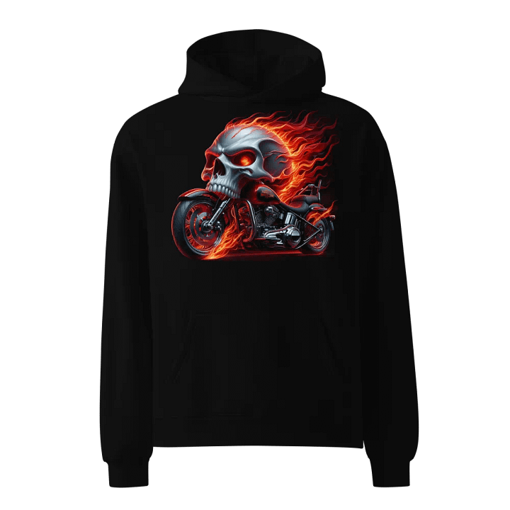 Flaming Skull Motorcycle Oversized Hoodie #7 product image (1)