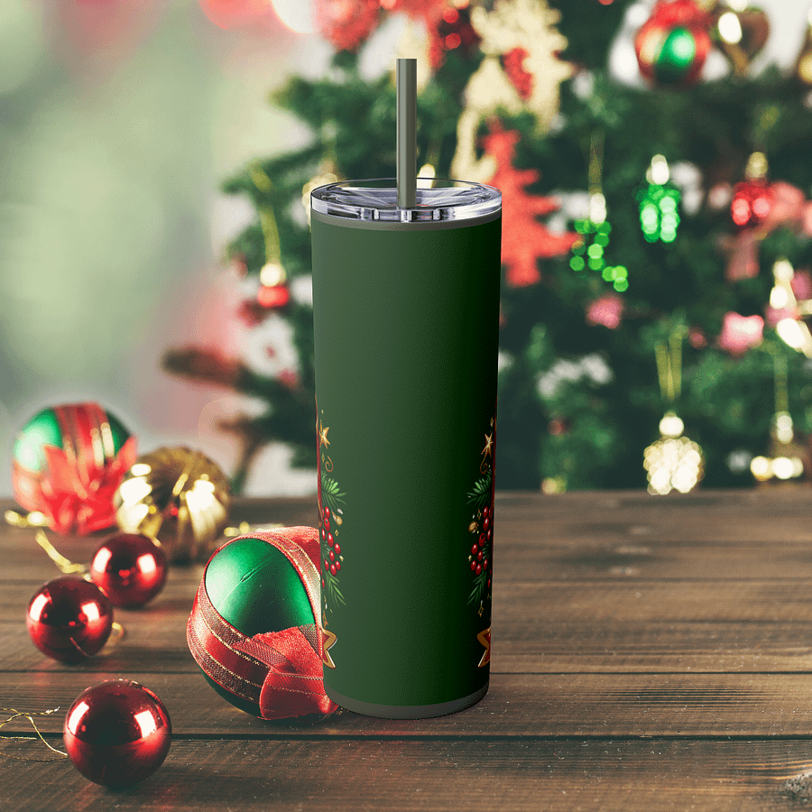 Cup of Cheer Design, Christmas Tumbler Wrap Digital Download, Brown Holiday Doll Art, 20oz Sublimation Design, Festive Holiday Wrap PNG product image (5)