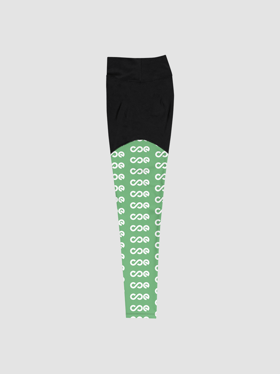COE Premium Sports Leggings Black & Green - White Logo product image (3)
