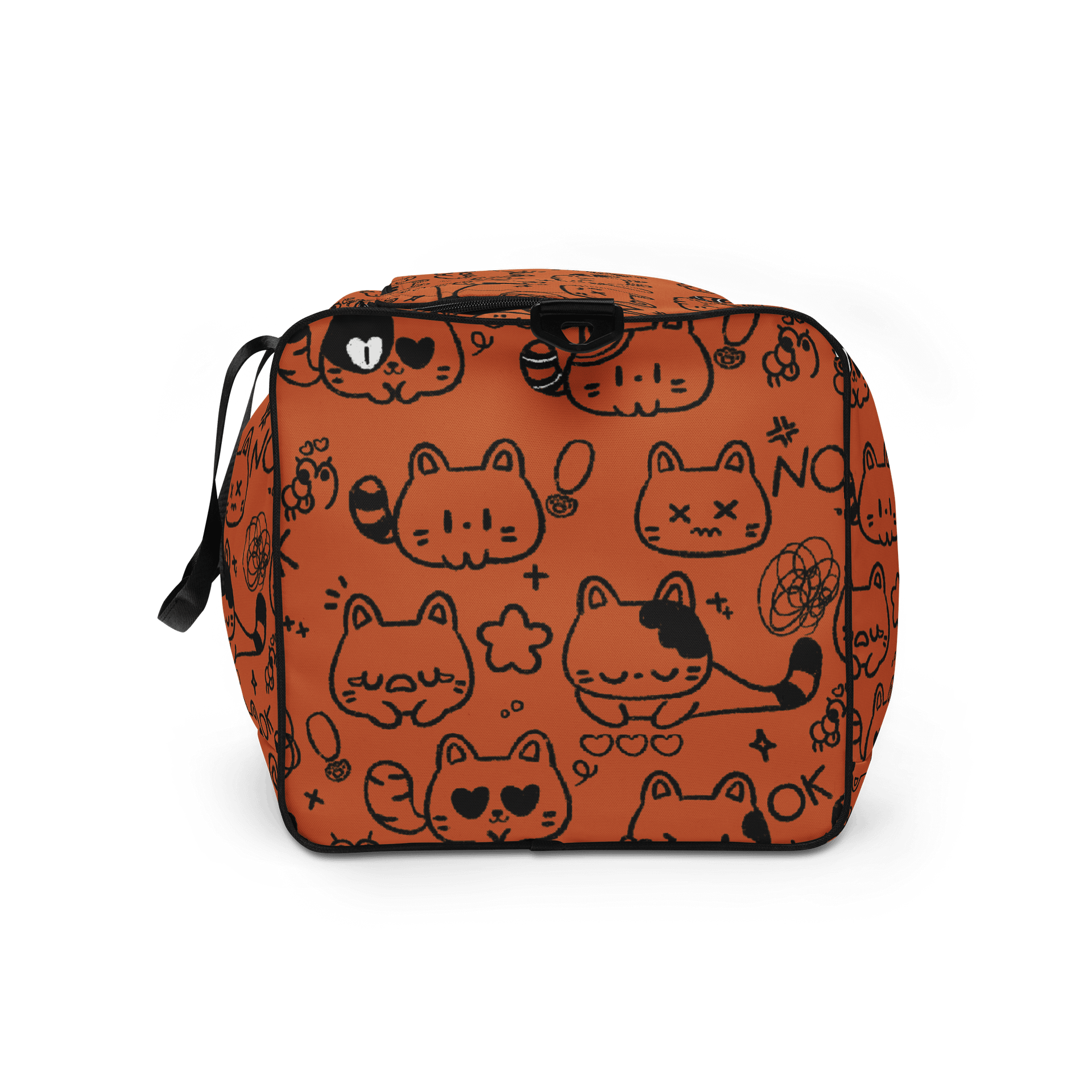 Cute Cat Doodles - Orange Duffle Bag product image (10)