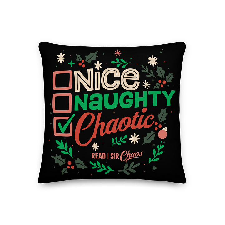 Nice, Naughty, Chaotic Black Pillow product image (1)
