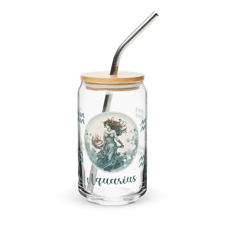 Aquarius Zodiac Glass Can Sipper product image (2)